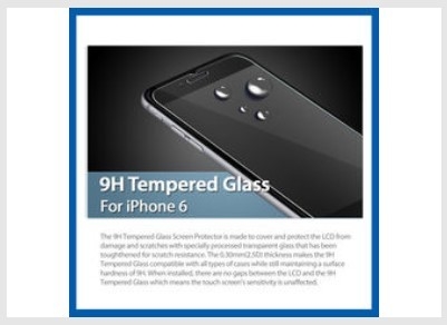 Iphone 6 Real Glass Cell Phone Screen Protector Self Adhesive Film 0.33mm 9H