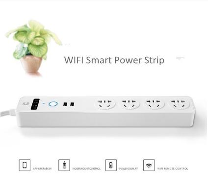 prise intelligente d'extension de puissance de la bande 4 de puissance de 10A WiFi avec le port de remplissage de deux USB