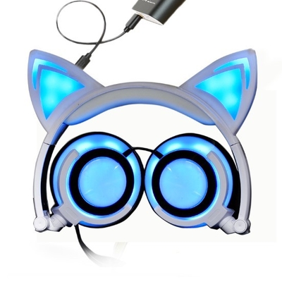Stéréo DE HAUTE FIDÉLITÉ rougeoyant de clignotant pliable d'écouteur de Bluetooth de sport avec l'oreille de chat