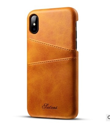 Les cas minces de téléphone portable de dos de cuir d'unité centrale de coutume couvrent la peau de support de carte de crédit pour l'iPhone X